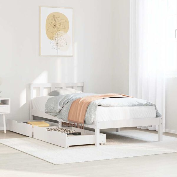 vidaXL Letto senza Materasso Bianco 90x190 cm in Legno Massello Pino