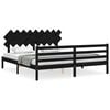 vidaXL Giroletto con Testiera Nero Super King Size Legno Massello