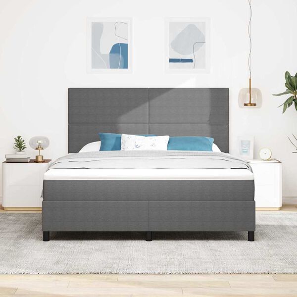 vidaXL Letto a molle con testiera Grigio chiaro e bianco 180 x 200 cm