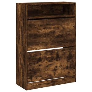 vidaXL Scarpiera con 2 Cassetti Ribaltabili Rovere Fumo 80x34x116 cm