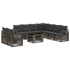 vidaXL Set Divano da Giardino 10 pz Grigio e Grigio Scuro polyrattan