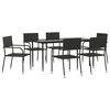 vidaXL Set da Pranzo da Giardino 7 pz Nero in Polyrattan e Acciaio