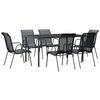 vidaXL Set da Pranzo da Giardino 7 pz Nero in Acciaio e Textilene
