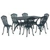 vidaXL Set da Pranzo per Giardino 7 pcs Verde Alluminio