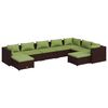 vidaXL Set Divani da Giardino 9 pz con Cuscini in Polyrattan Marrone