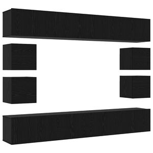 vidaXL Set mobile TV 8 pcs Rovere Nero Legno multistrato