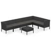 vidaXL Set Divani da Giardino 8 pz con Cuscini in Polyrattan Nero