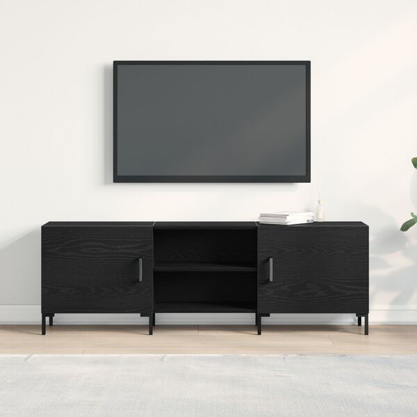 vidaXL Set mobile TV Rovere Nero 150 x 30 x 50 cm Legno multistrato