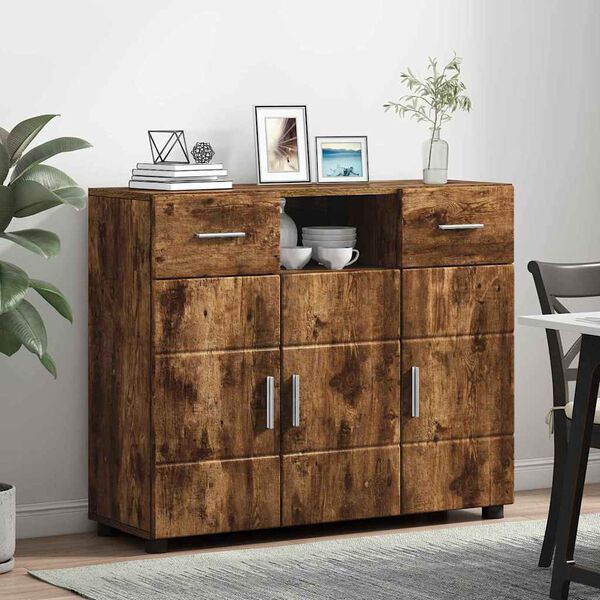 vidaXL Credenza Rovere fumo 88,5 x 30,5 x 73 cm Legno multistrato