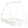 vidaXL Giroletto Bambini con Cassetti Bianco 90x190 cm Massello Pino