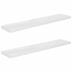 vidaXL Scaffali a Parete 2 pz Bianco Lucido 120x23,5x3,8 cm in MDF