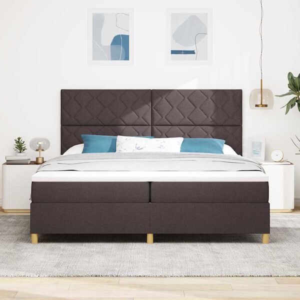 vidaXL Letto a Sorgente LED Marrone Scuro 200 x 200 cm Tessuto