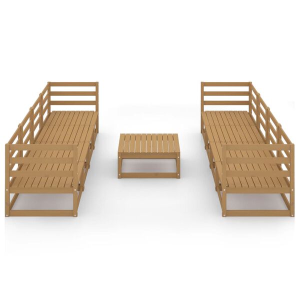 vidaXL Set Salotto da Giardino 9pz Marrone Ambra Legno Massello Pino