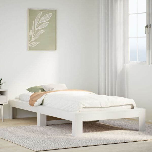 vidaXL Letto senza Materasso Bianco 75x190 in Legno Massello di Pino