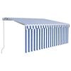 vidaXL Tenda Sole Retrattile Manuale con LED 3,5x2,5 m Blu e Bianco