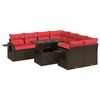 vidaXL Set Divano da Giardino 9pz con Cuscini Marrone Polyrattan Acacia