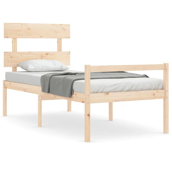 vidaXL Letto per Anziani con Testiera 90x200 cm in Legno Massello