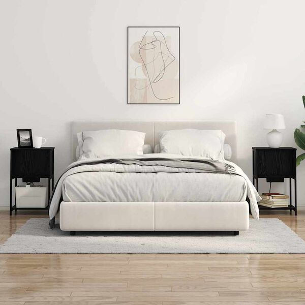 vidaXL Armadio da Notte Rovere Nero 38 x 31 x 61 cm Legno multistrato