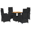 vidaXL Set da Pranzo da Giardino 5 pz Nero con Cuscini in Polyrattan