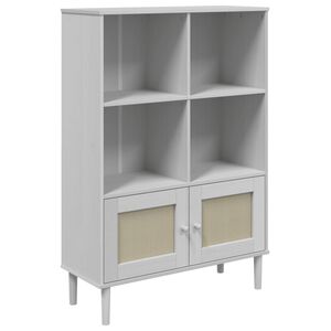 vidaXL Credenza SENJA Aspetto Rattan Bianco 90x35x130 cm Massello Pino
