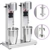 vidaXL Frullatore per Milkshake con Tazza Doppia in Acciaio Inox 2 L