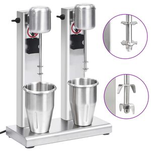 vidaXL Frullatore per Milkshake con Tazza Doppia in Acciaio Inox 2 L
