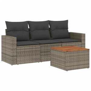 vidaXL Set Divani da Giardino 4 pz con Cuscini in Polyrattan Grigio