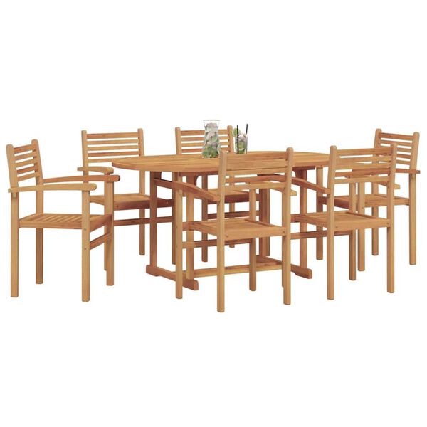 vidaXL Set da Pranzo per Giardino 7 pcs Naturale