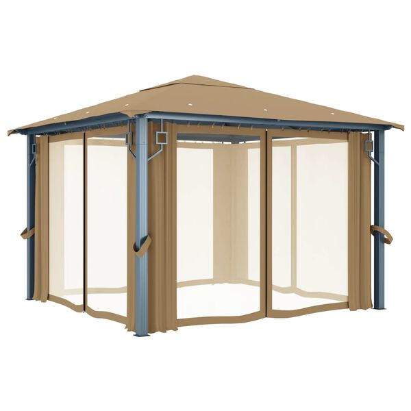 vidaXL Gazebo con Tenda 300x300 cm Grigio Talpa in Alluminio
