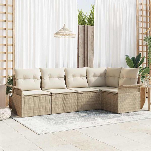vidaXL Set Divano da Giardino con cuscino 5 pcs polyrattan