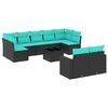 vidaXL Set Divani da Giardino 10 pz con Cuscini Nero in Polyrattan