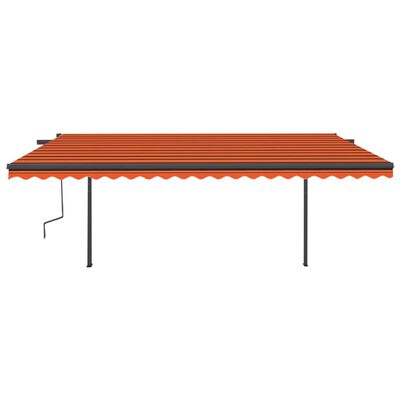 vidaXL Tenda da Sole Retrattile Manuale Pali 5x3 m Arancione Marrone