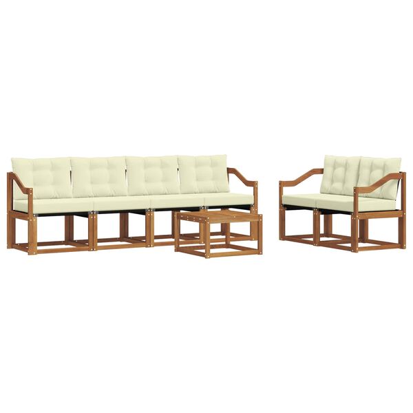 vidaXL Set di divani da esterno con cuscino 7 pcs Naturale e Crema