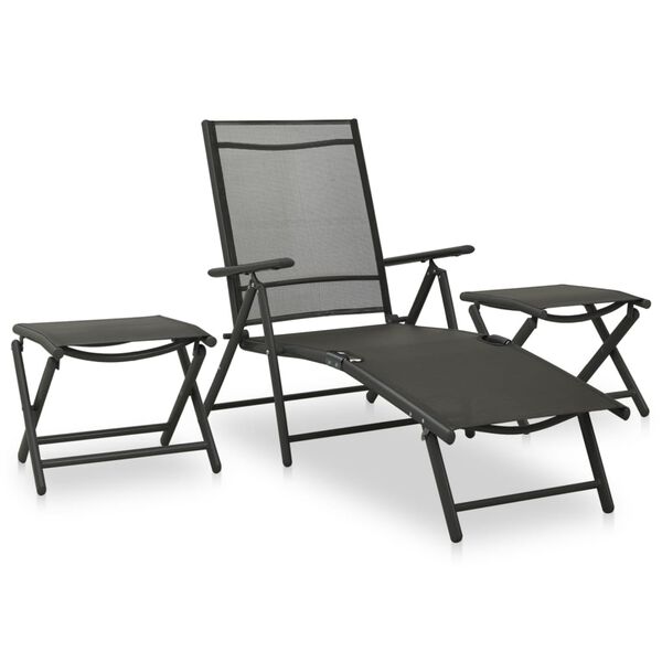 vidaXL Set da Pranzo da Giardino 10 pz Nero e Antracite