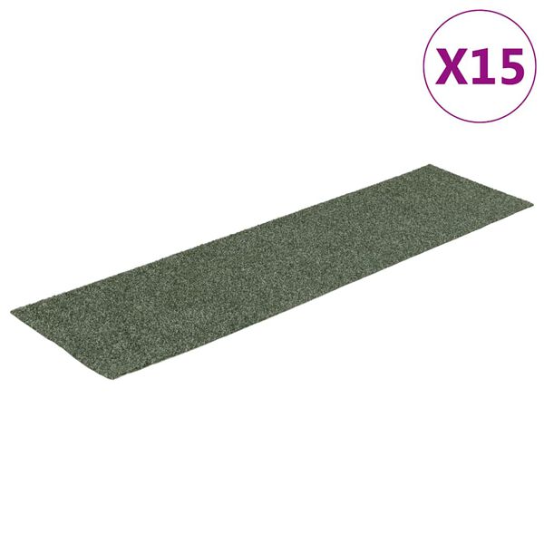 vidaXL Tappetini per scale autoadesivi 15 pz 76x20 cm verdi rettangolari