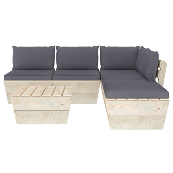 vidaXL Set Divani da Giardino su Pallet 6 pz con Cuscini Legno Abete