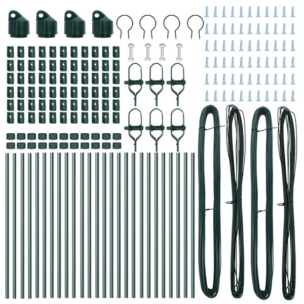 vidaXL Palo della recinzione 26 pcs Verde 3,2 x 3,2 x 80 cm Acciaio