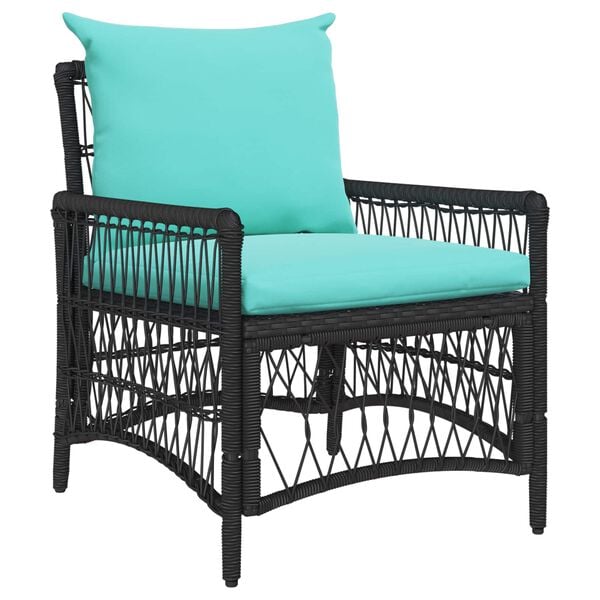 vidaXL Sedia da Giardino con cuscino Nero 73 x 61 x 77 cm polyrattan