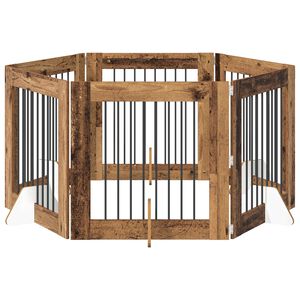 vidaXL Cancello per cani con supporti 6 pcs Legno antico 80 x 80 cm