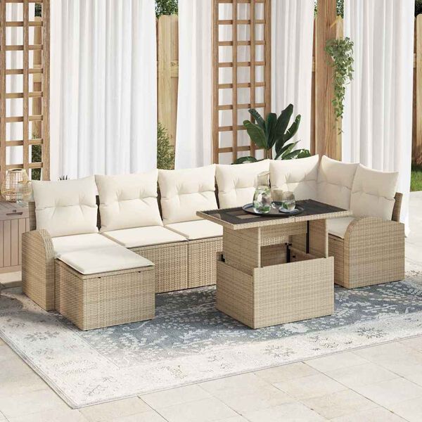vidaXL Set Divano da Giardino con cuscino 8 pcs Beige Poly Rattan