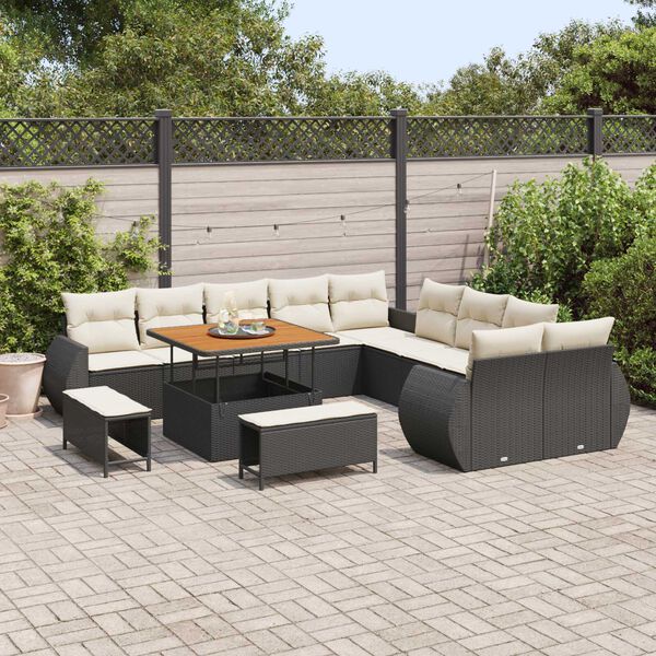 vidaXL Set Divano da Giardino 13 pcs Nero polyrattan