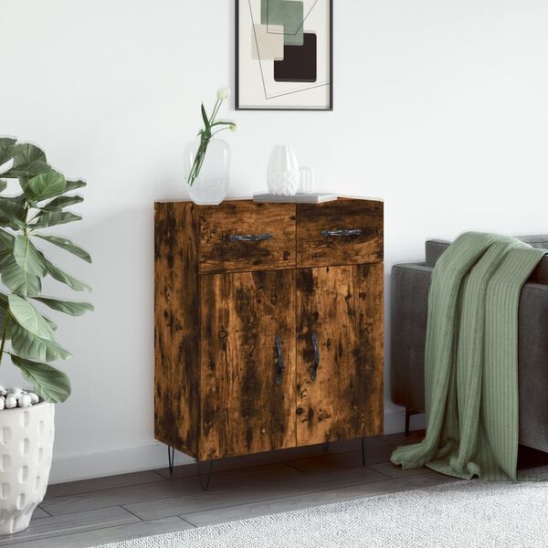 vidaXL Credenza Rovere Fumo 69,5x34x90 cm in Legno Multistrato