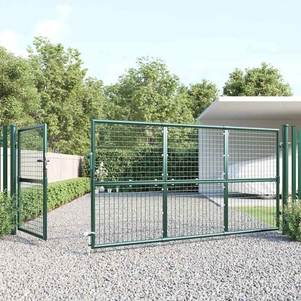 vidaXL Cancello da Giardino in Rete Verde 350x125 cm in Acciaio Zincato