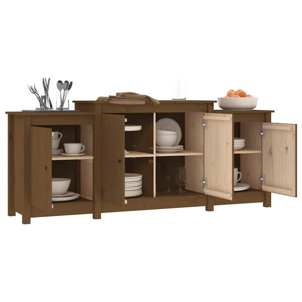 vidaXL Credenza Marrone ambra 164x37x68 cm in Legno Massello di Pino