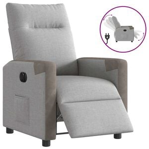 vidaXL Poltrona Elettrica Reclinabile Grigio Nuvola in Tessuto