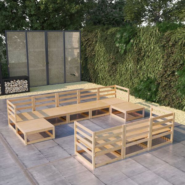 vidaXL Set Divani da Giardino 10 pz in Legno Massello di Pino