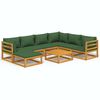 vidaXL Set Salotto da Giardino 8pz con Cuscini Verdi in Legno Massello