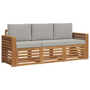 vidaXL Set divani 3 pz Grigio Naturale e Chiaro