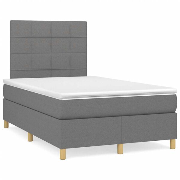 vidaXL Letto a Molle Materasso e LED Grigio Scuro 120x190cm in Tessuto