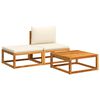 vidaXL Set di divani da giardino 3 pezzi con cuscini in legno di acacia e corda